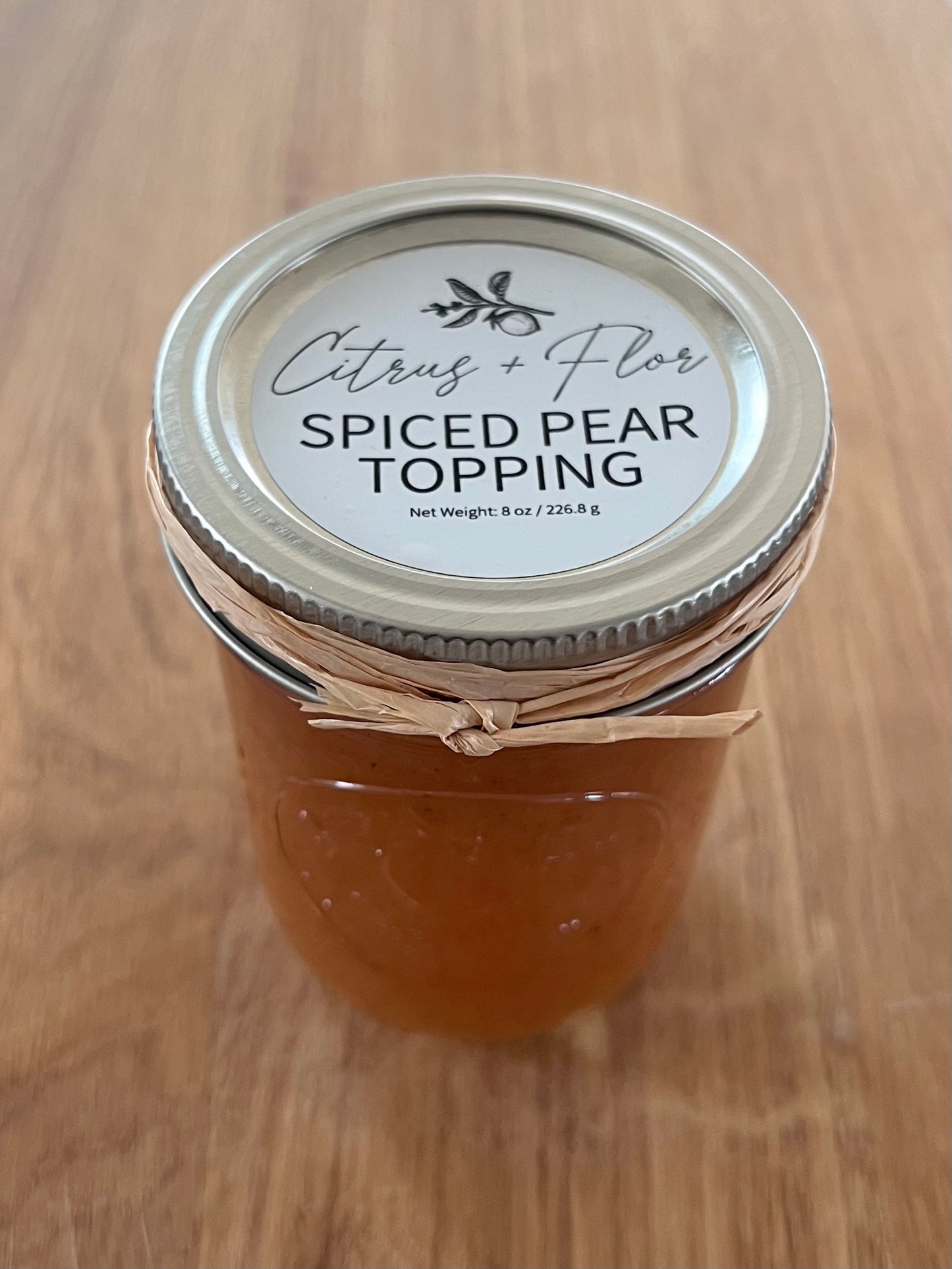 Small Batch Spiced Pear Topping - Classic Mason Jar 8 oz